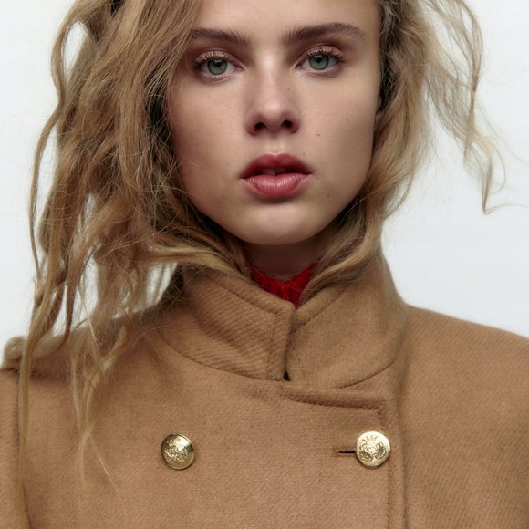 Zara Double Breasted Wool Blend Coat - Picture 6 of 8